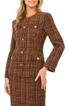 Ted Baker Collarless Tweed Jacket In Brown