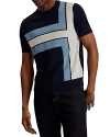 Ted Baker Color Block Short Sleeve Sweater In Navy