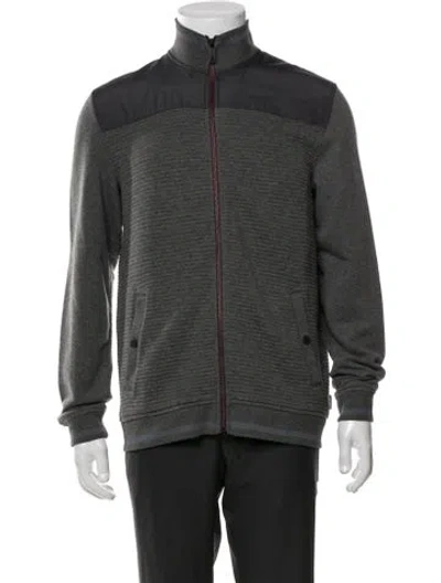 Pre-owned Ted Baker Colorblock Pattern Bomber Jacket In Gray