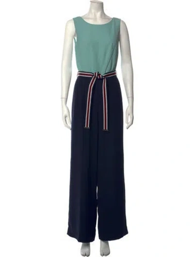 Pre-owned Ted Baker Colorblock Pattern Crew Neck Jumpsuit In Blue