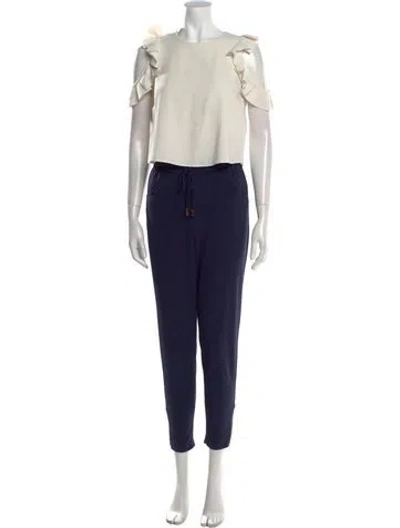 Pre-owned Ted Baker Colorblock Pattern Crew Neck Jumpsuit In Multi