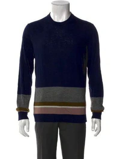 Pre-owned Ted Baker Colorblock Pattern Crew Neck Pullover In Blue