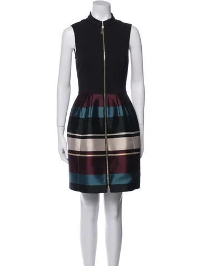 Pre-owned Ted Baker Colorblock Pattern Knee-length Dress In Black