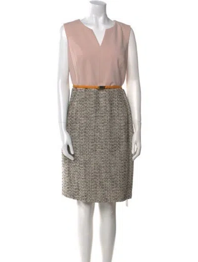 Pre-owned Ted Baker Colorblock Pattern Knee-length Dress In Neutral