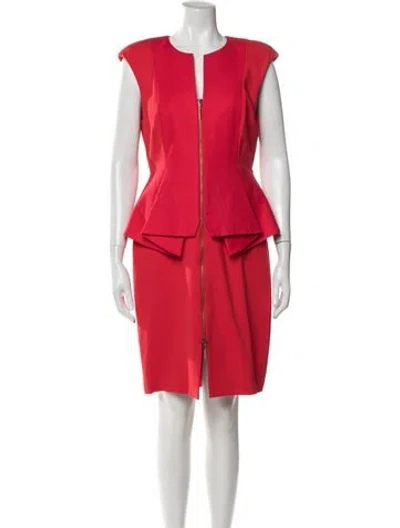 Pre-owned Ted Baker Colorblock Pattern Knee-length Dress In Red