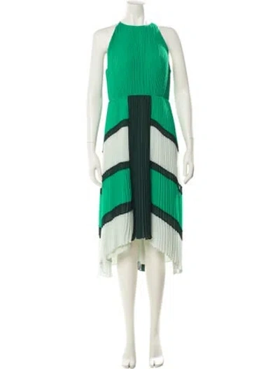 Pre-owned Ted Baker Colorblock Pattern Midi Length Dress In Green