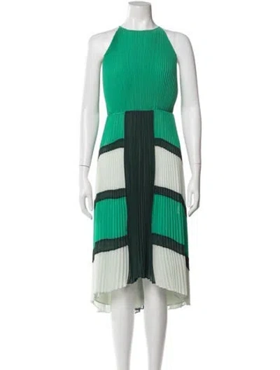 Pre-owned Ted Baker Colorblock Pattern Midi Length Dress In Green