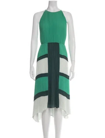 Pre-owned Ted Baker Colorblock Pattern Midi Length Dress In Green