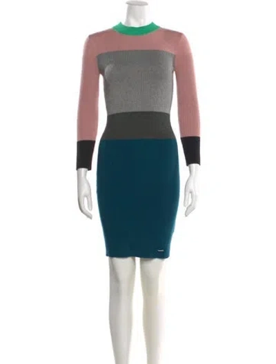 Pre-owned Ted Baker Colorblock Pattern Mini Dress In Blue