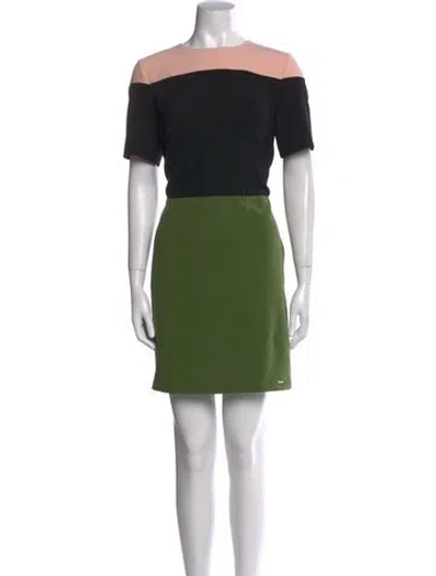Pre-owned Ted Baker Colorblock Pattern Mini Dress In Green