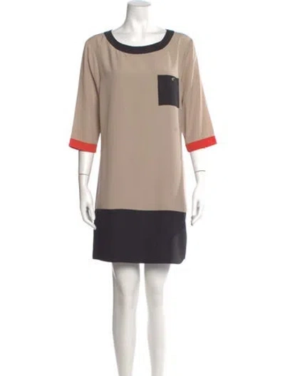 Pre-owned Ted Baker Colorblock Pattern Mini Dress In Neutral