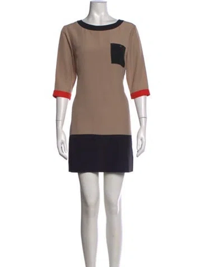 Pre-owned Ted Baker Colorblock Pattern Mini Dress In Neutrals