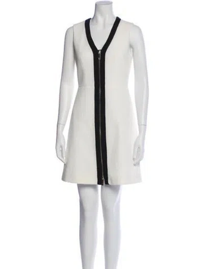 Pre-owned Ted Baker Colorblock Pattern Mini Dress In White