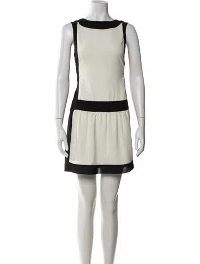 Pre-owned Ted Baker Colorblock Pattern Mini Dress In White