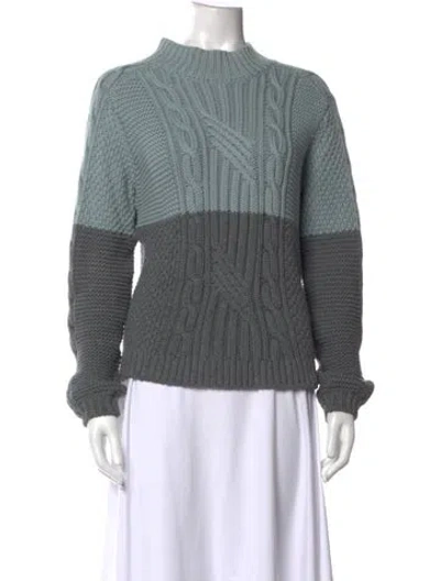 Pre-owned Ted Baker Colorblock Pattern Mock Neck Sweater In Blue