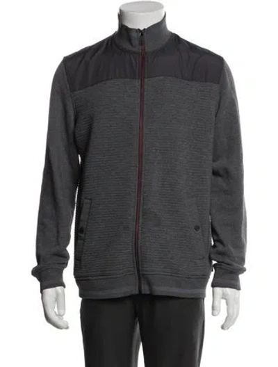 Pre-owned Ted Baker Colorblock Pattern Mock Neck Sweatshirt In Gray