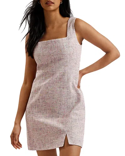 Ted Baker Constre Tailored Boucle Mini Dress With Slit In Pink