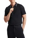 Ted Baker Cophen T Texture Zip Neck Polo Shirt In Black
