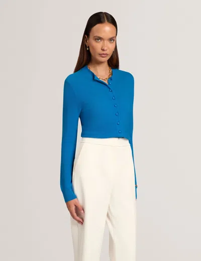 Ted Baker Coradee Merino Wool Knitted Crew Neck Cardigan In Bright Blue