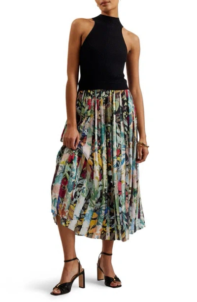 Ted Baker Corino Pleated Midi Dress In Black