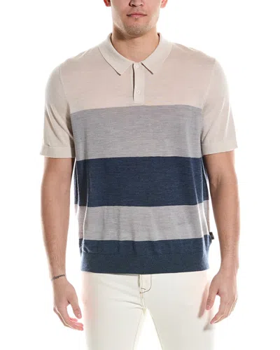 Ted Baker Cove Multi Striped Wool Polo Shirt In Beige