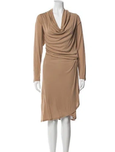Pre-owned Ted Baker Cowl Neck Knee-length Dress In Brown