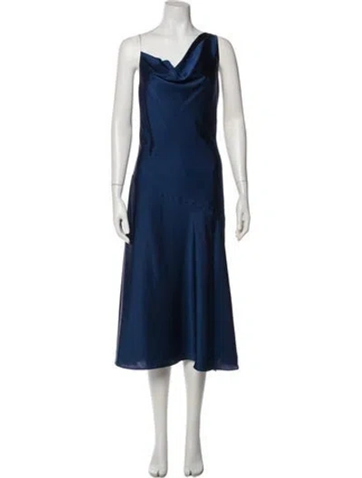 Pre-owned Ted Baker Cowl Neck Long Dress In Blue