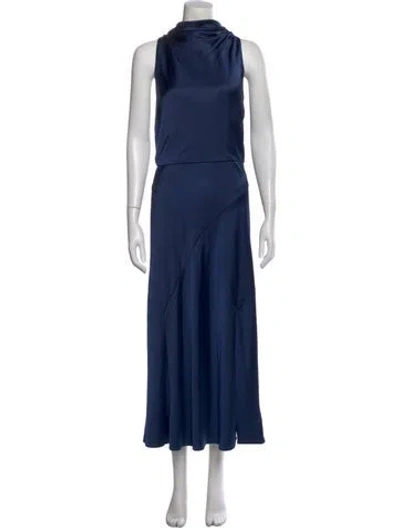 Pre-owned Ted Baker Cowl Neck Long Dress In Blue