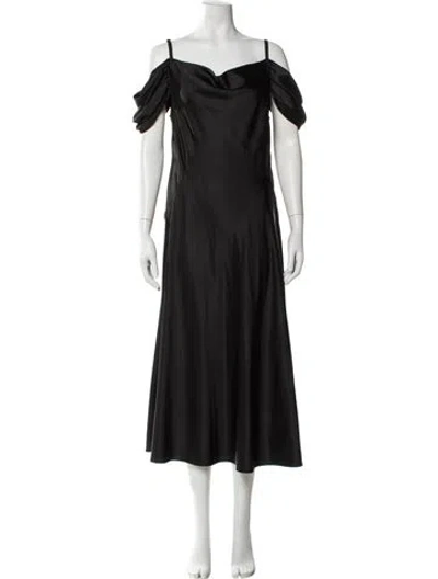 Pre-owned Ted Baker Cowl Neck Midi Length Dress In Black