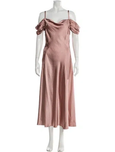 Pre-owned Ted Baker Cowl Neck Midi Length Dress In Pink