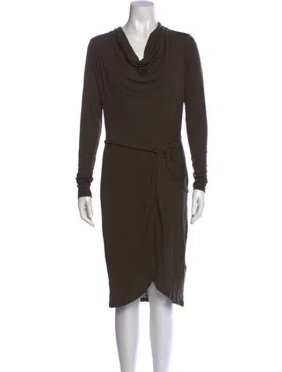 Pre-owned Ted Baker Cowl Neck Midi Length Dress W/ Tags In Green