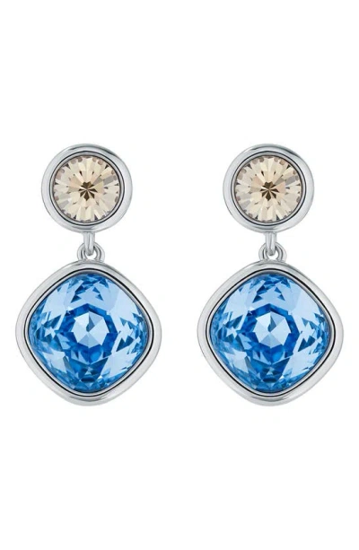 Ted Baker Craset Crystal Drop Earrings In Silver/ Blue/ Golden Crystal