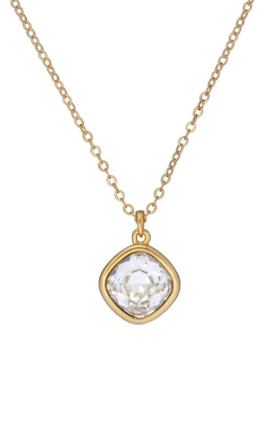 Ted Baker Crastel Round Crystal Pendant Necklace In Gold Tone/ Clear Crystal