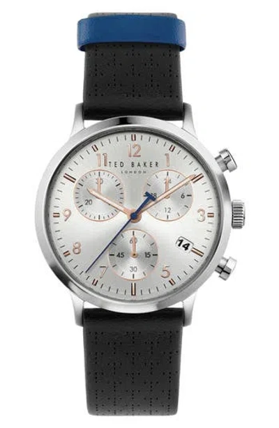 Ted Baker Cream Case Leather Strap Watch, 40mm In Black