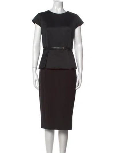 Pre-owned Ted Baker Crew Neck Knee-length Dress In Black