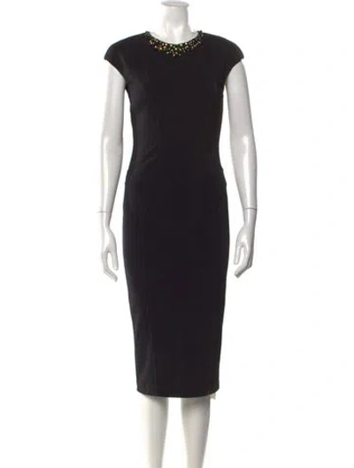 Pre-owned Ted Baker Crew Neck Knee-length Dress In Black