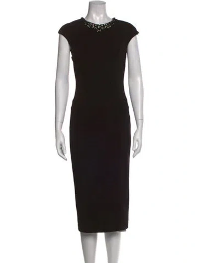 Pre-owned Ted Baker Crew Neck Knee-length Dress In Black