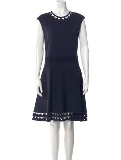 Pre-owned Ted Baker Crew Neck Knee-length Dress In Blue