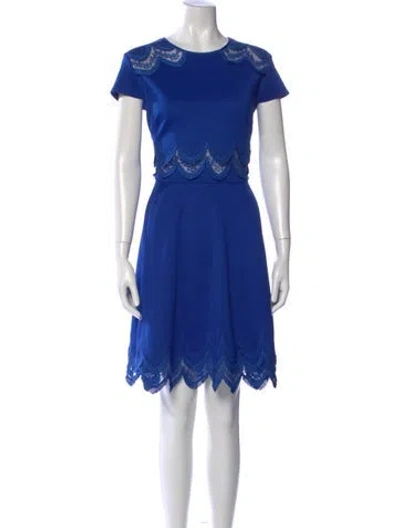 Pre-owned Ted Baker Crew Neck Knee-length Dress In Blue