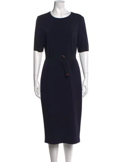 Pre-owned Ted Baker Crew Neck Knee-length Dress In Blue