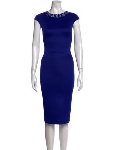 Pre-owned Ted Baker Crew Neck Knee-length Dress In Blue