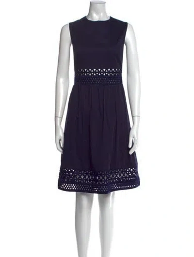 Pre-owned Ted Baker Crew Neck Knee-length Dress In Blue