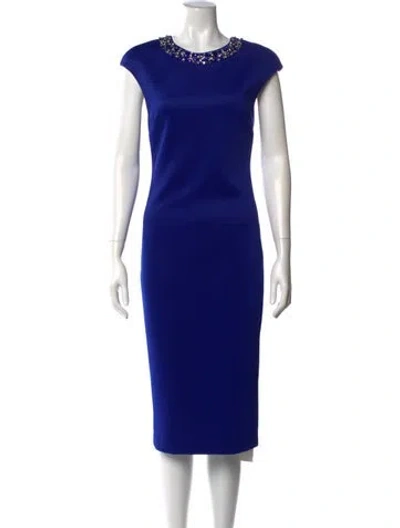 Pre-owned Ted Baker Crew Neck Knee-length Dress In Blue