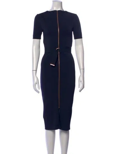 Pre-owned Ted Baker Crew Neck Knee-length Dress In Blue
