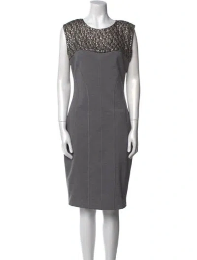 Pre-owned Ted Baker Crew Neck Knee-length Dress In Gray