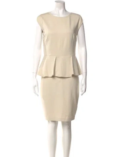 Pre-owned Ted Baker Crew Neck Knee-length Dress In Neutral