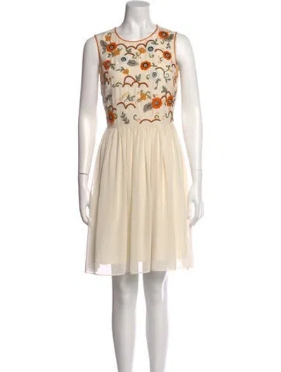 Pre-owned Ted Baker Crew Neck Knee-length Dress In Neutral