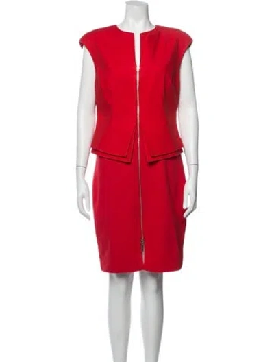 Pre-owned Ted Baker Crew Neck Knee-length Dress In Red