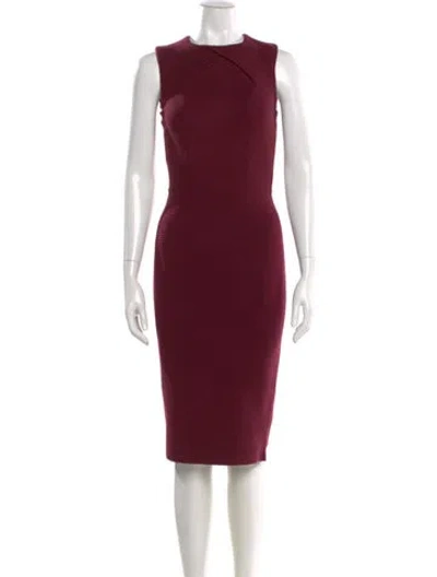 Pre-owned Ted Baker Crew Neck Knee-length Dress W/ Tags In Burgundy