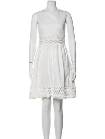 Pre-owned Ted Baker Crew Neck Knee-length Dress In White